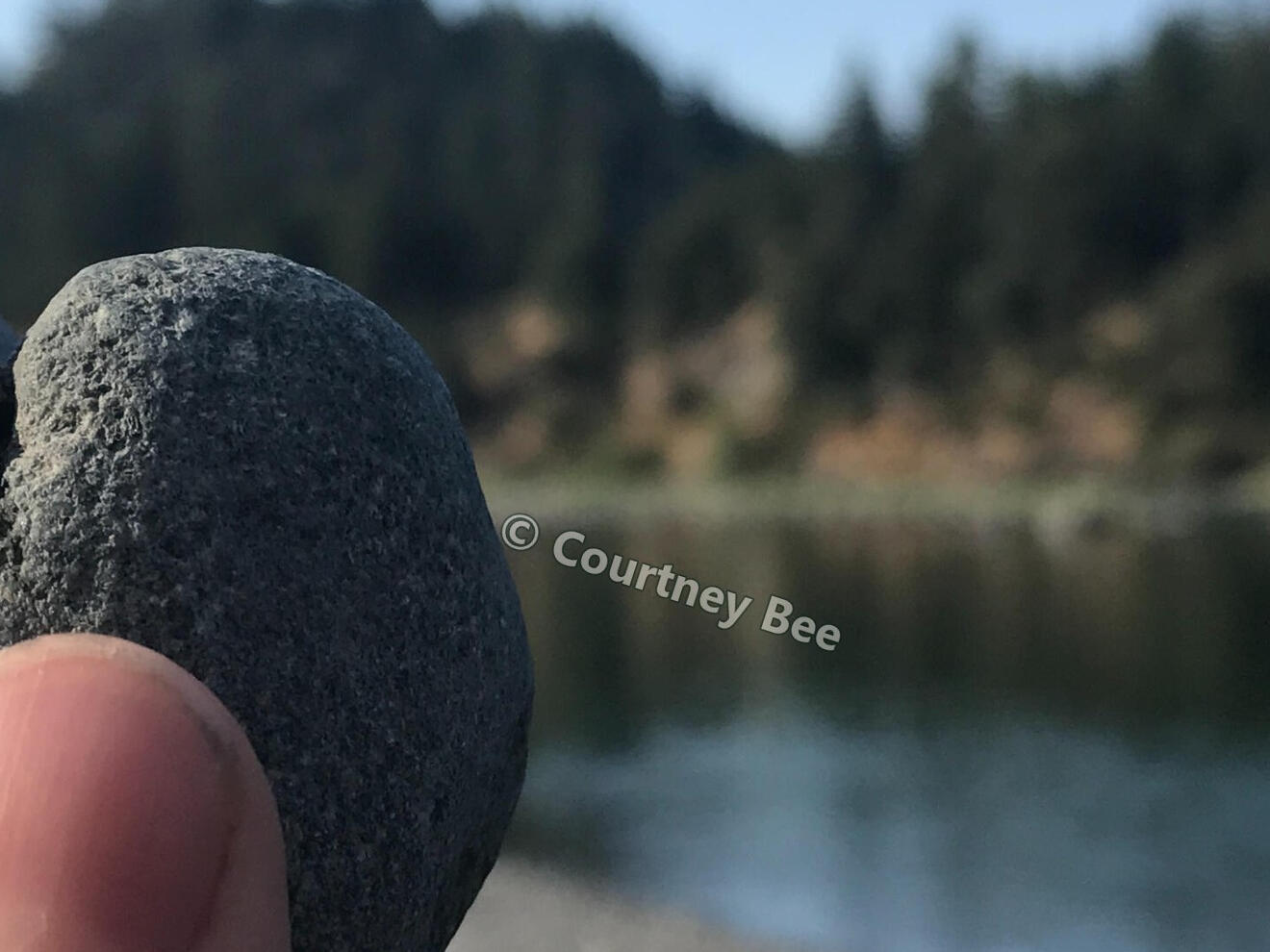 Heart-shaped river stone photographed by Courtney Bee